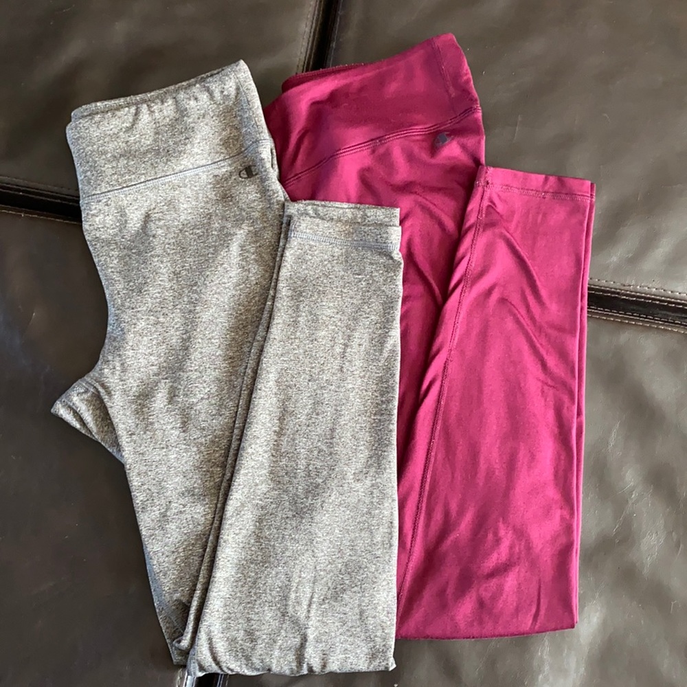 Two pair used champion fleece-lined poly leggings